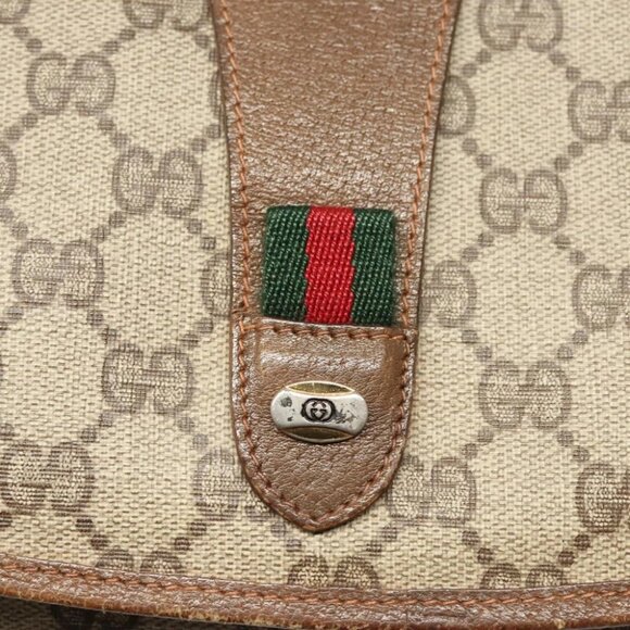 GUCCI GG Supreme Web Sherry Line Clutch Bag PVC Beige - Picture 11 of 15